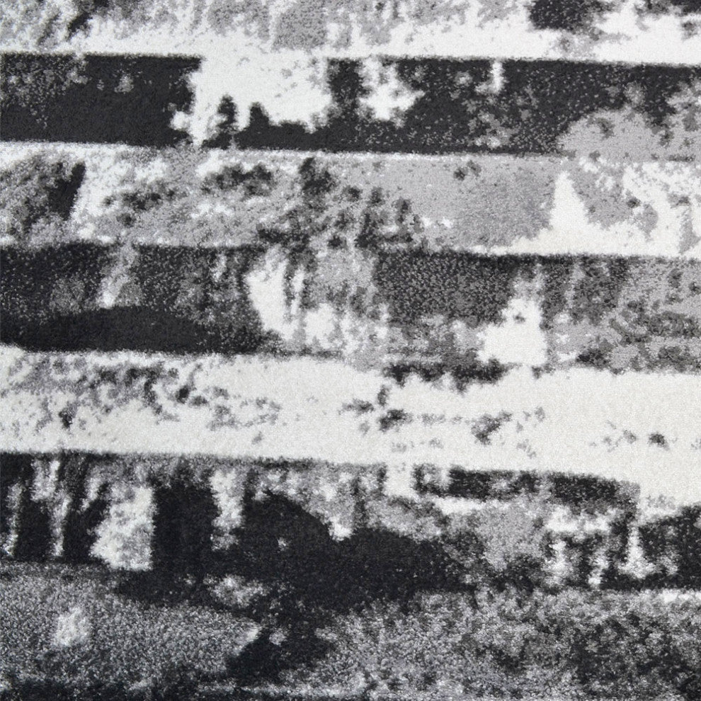 MACHINE MADE HEATSET POLYPROPYLENE AREA RUGS -Silver Color,Abstract Design, [Runner] 3'2''x10'