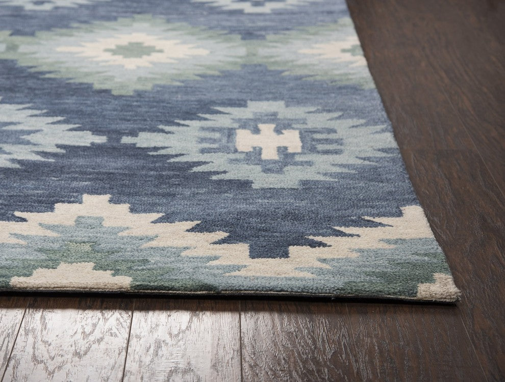 Rizzy Home Leone LO9997 Blue Southwestern Motifs Area Rug, Rectangular 5'x8'