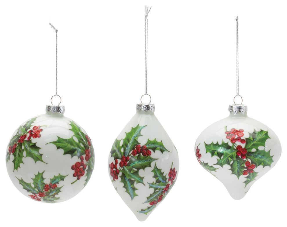 Glass Holly Berry Ornament, 6-Piece Set