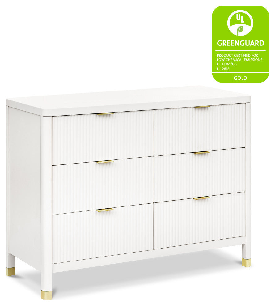 Brimsley Tambour 6-Drawer Assembled Dresser, Warm White