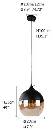 MIRODEMIÂ® Roquebrune-Cap-Martin Loft Chandelier for Kitchen, Black & Amber
