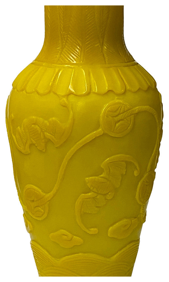 Oriental Handmade Bats Coins Motifs Yellow Peking Glass, Hws2233