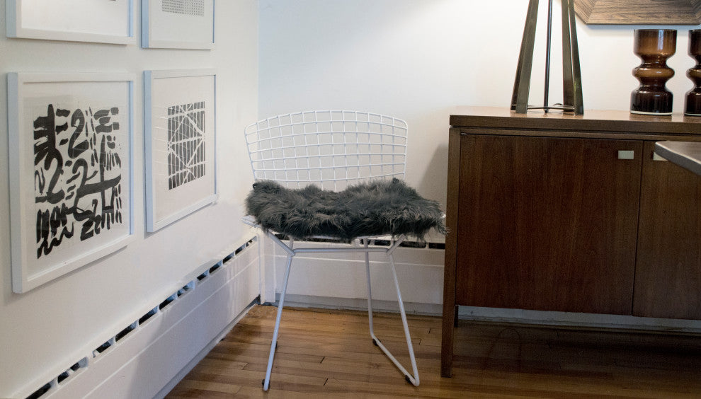 LaredoFaux Sheepskin Fur Chair Pads, 16"x16", Set of 2, Gray