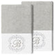 Linum Home Turkish Cotton Monica 2-Piece Embellished Hand Towel Set, Light Gray
