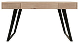 Sloane Solid Wood 3 Drawer Desk with Cast Iron Legs in Gray