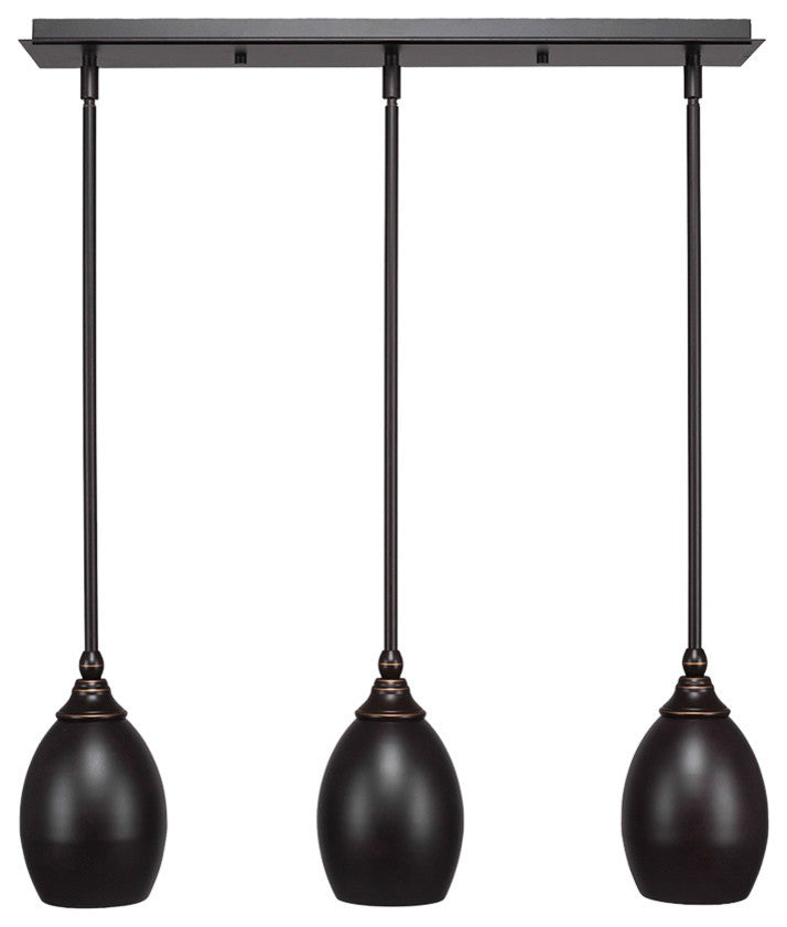 3-Light Mini Pendant, Dark Granite, 5" Dark Granite Oval Metal Shade