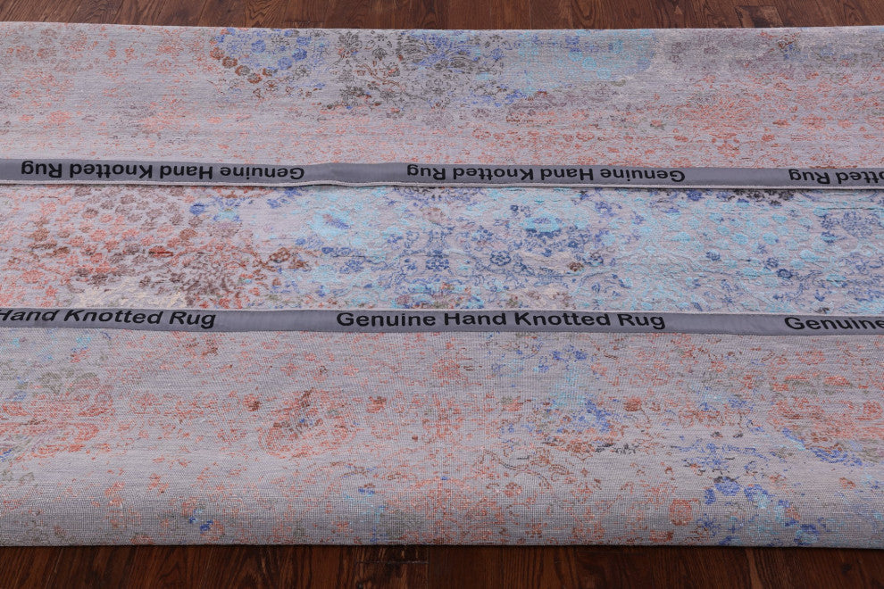 9' Square Wool and Silk Modern Hand Knotted Rug Q11812