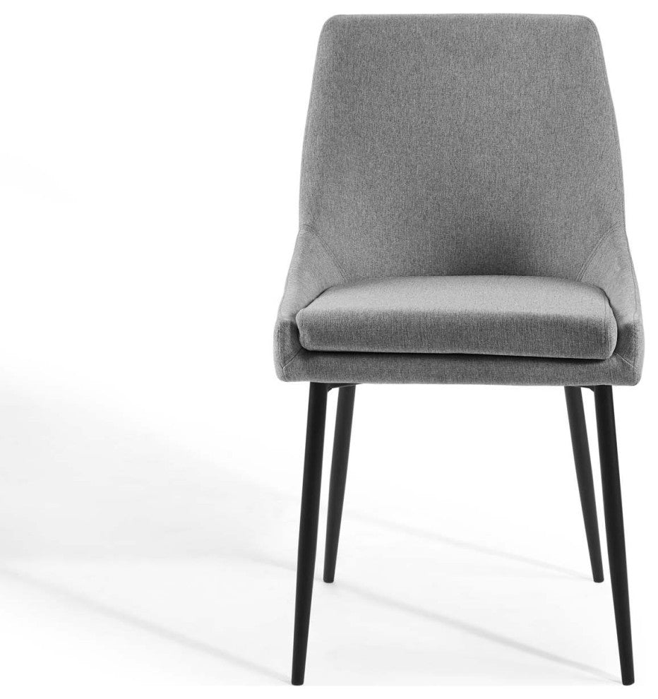 Side Dining Chair, Set of 2, Fabric, Metal, Black Gray, Modern, Cafe Bistro