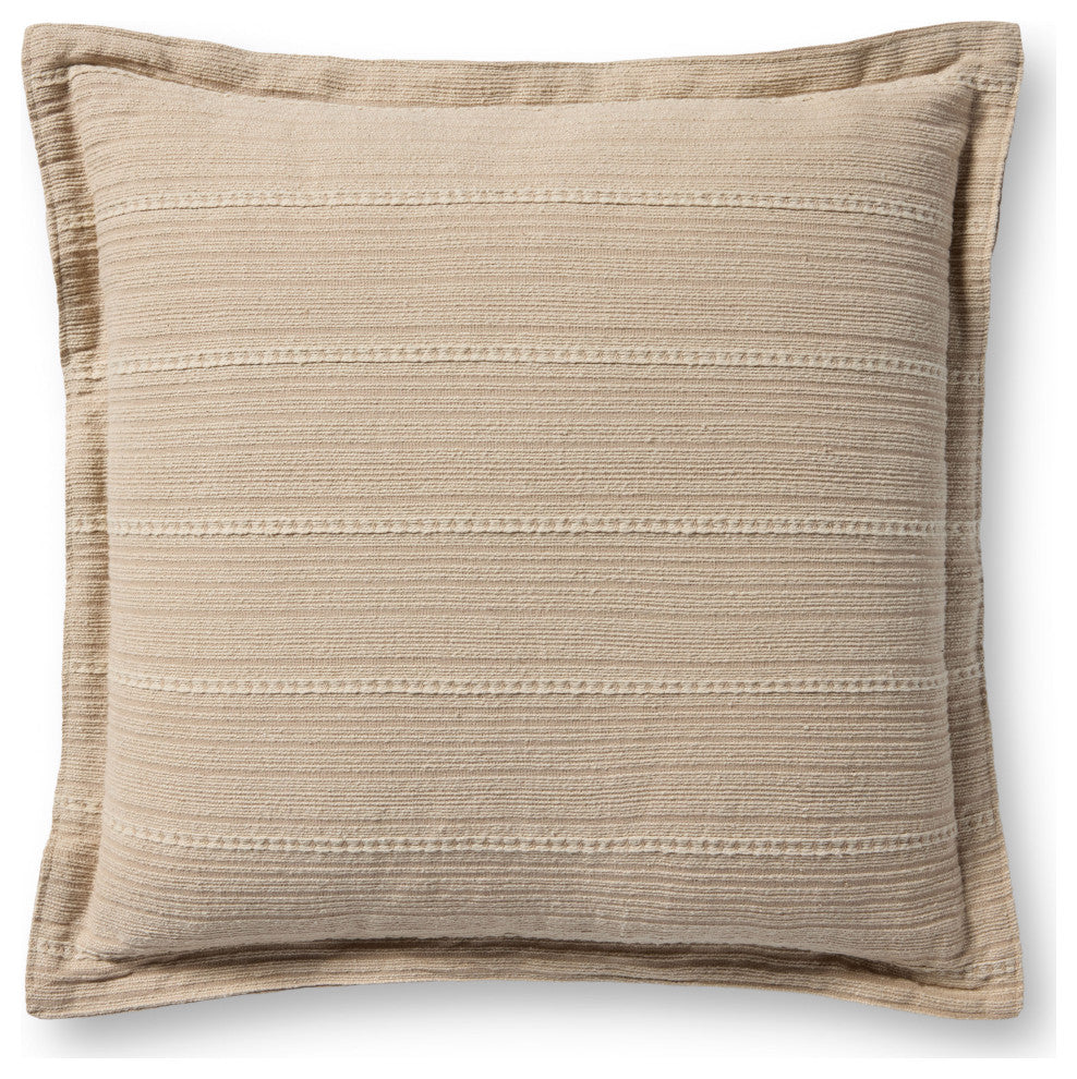 Chris Loves Julia x Loloi Howie Natural 18'' x 18'' Cover, Down Pillow