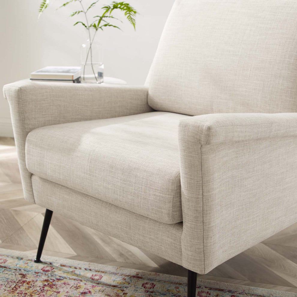 Armchair Accent Chair, Fabric, Black Beige, Modern, Living Lounge Hospitality