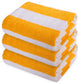 Premium Cabana Striped Terry Cotton Towel, Yellow, 3 Piece, Cabana