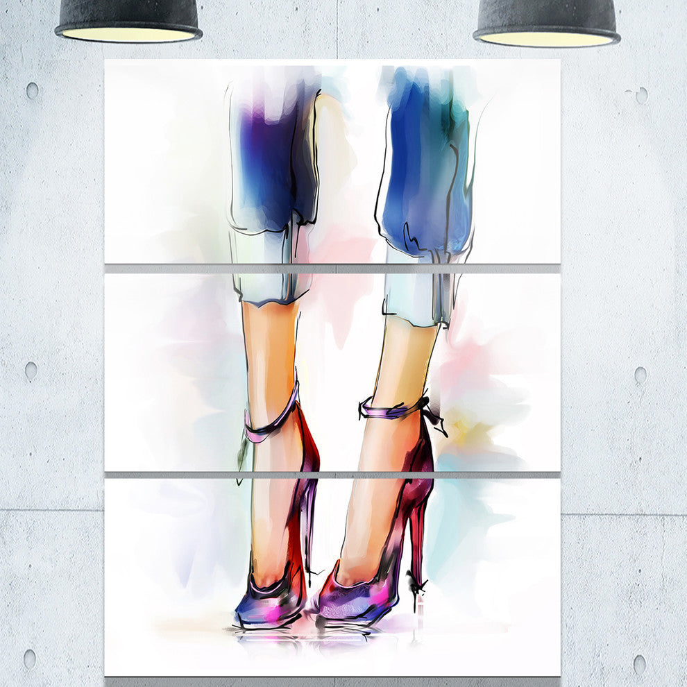 "Female Legs and Shoes" Digital Glossy Metal Wall Art, 3 Panels, 28"x36"