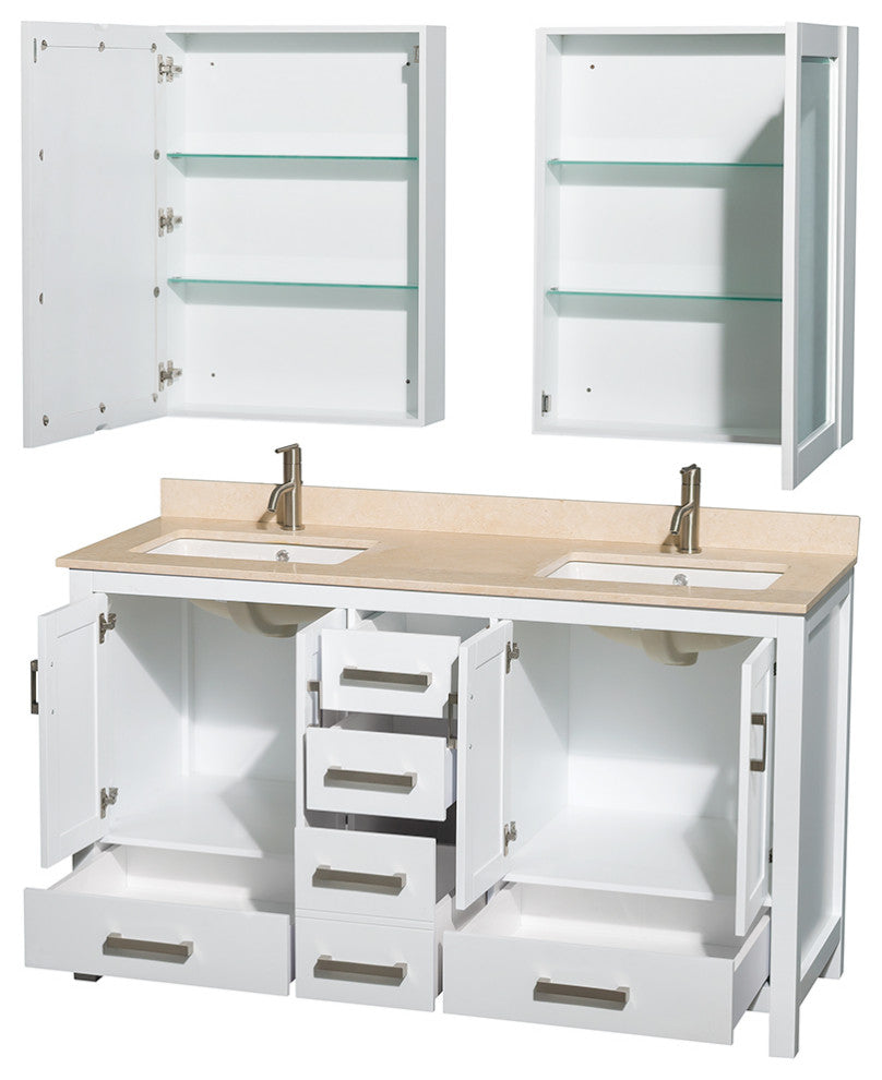 Wyndham WCS141460DWHIVUNSMED 60 In. Double Bathroom Vanity in White
