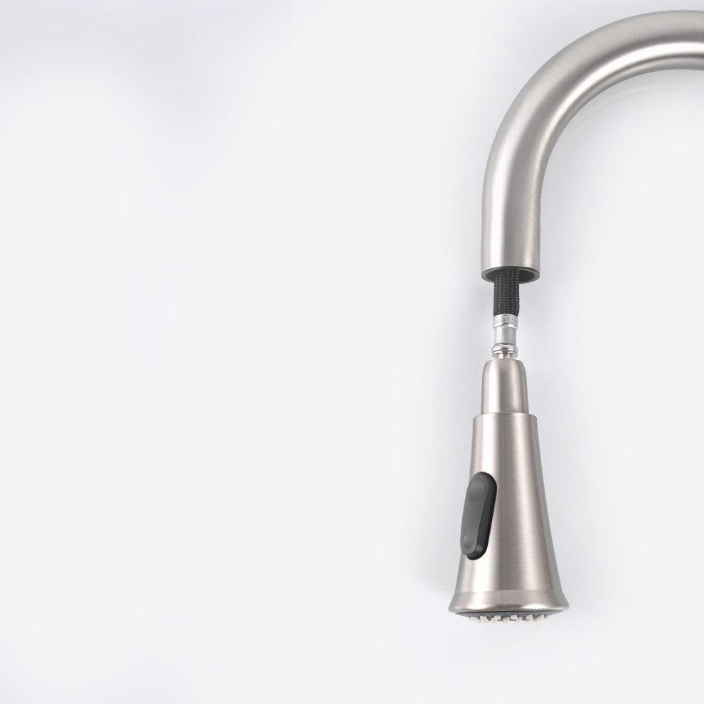 Single Handle High Arc Pull Out Kitchen Faucet in Brushed Nickel Finish