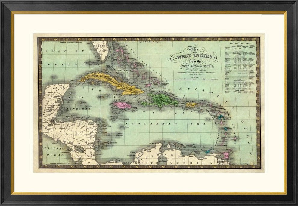"West Indies, 1831" Framed Digital Print by Samuel Augustus Mitchell, 46x32"