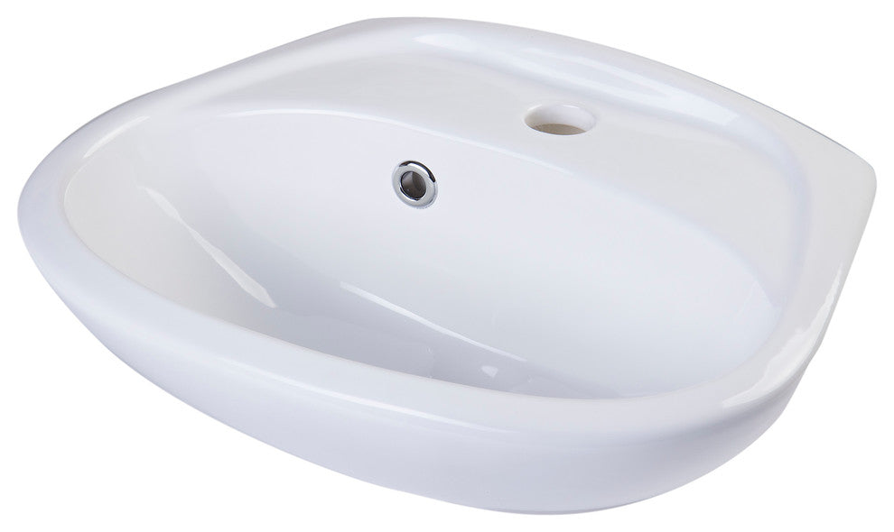 ALFI brand AB106 White Rounded Porcelain Wall Mount Bathroom Sink Basin