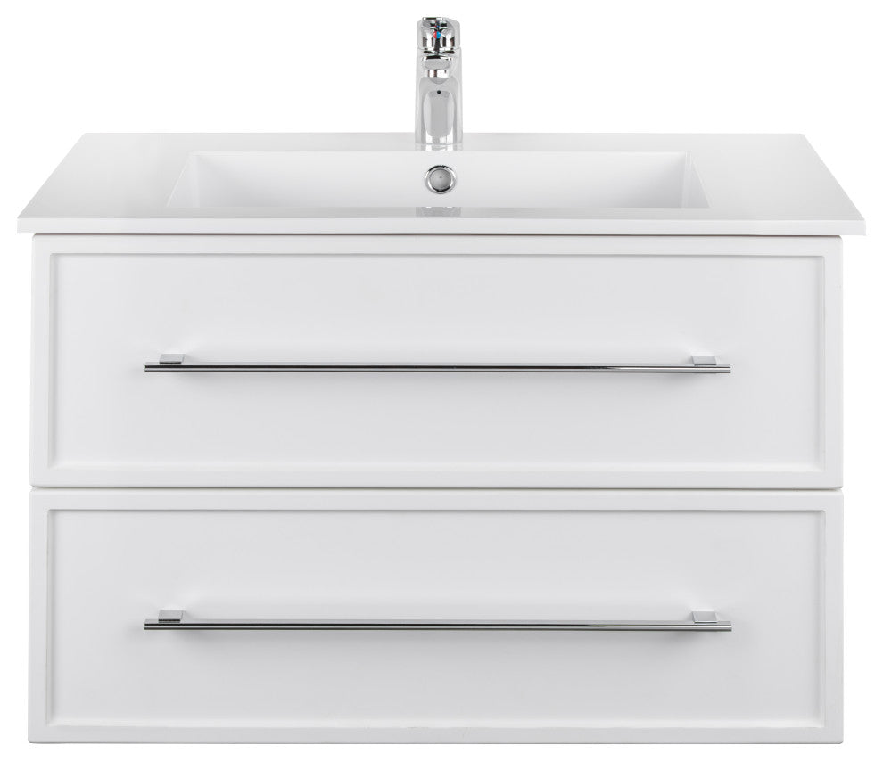 Milano Wall Hung Vanity, White, 30"