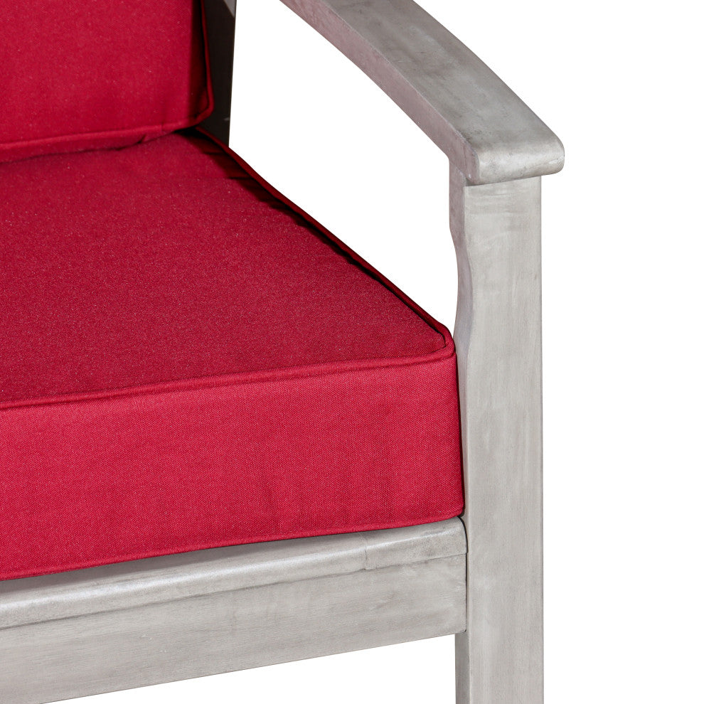 DTY Outdoor Living Longs Peak Eucalyptus Loveseat w/ Cushion, Silver Gray, Burgu