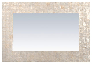 East at Main Campbell Off-White Natural Capiz Shell Wall Mirror, Rectangle