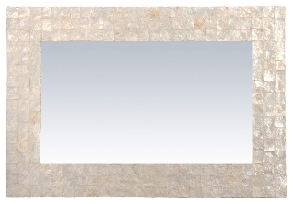 East at Main Campbell Off-White Natural Capiz Shell Wall Mirror, Rectangle