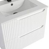 Citiscape Bath Vanity, Textured Drawer Fronts Sink Included, White, 24"