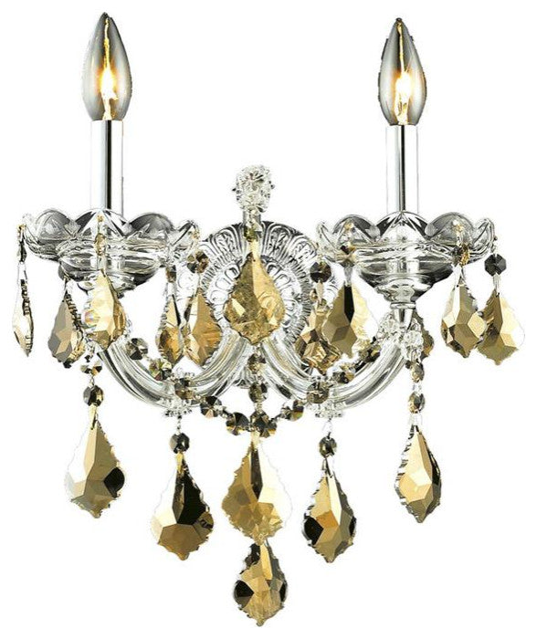 Elegant Maria Theresa Wall Sconce, Chrome Finish With Royal Cut Crystal