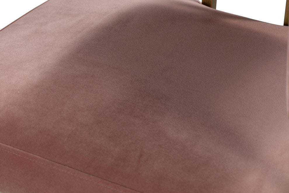 Blush Pink Velvet Counter Stool, Contemporary Modern Brass Gold Counter Stool