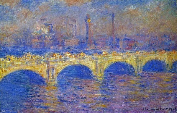 Claude Oscar Monet Waterloo Bridge- Sunlight Effect Gallery Wrapped Canvas Print