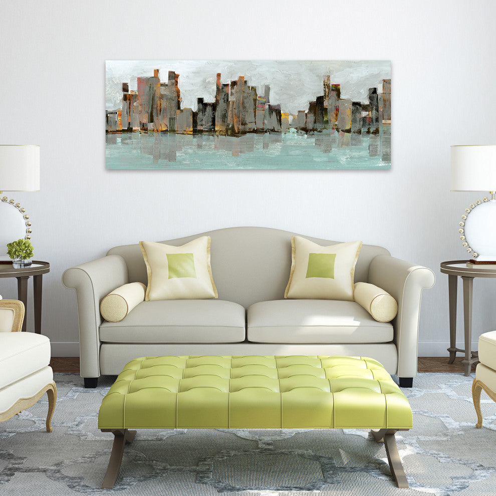 "Second City"Chicago City Skyline Wall Art Frameless Tempered Art Glass 63"x 24"
