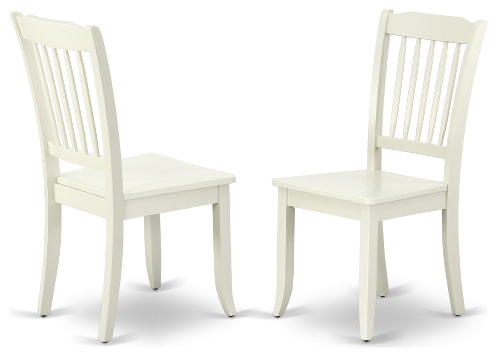 Shda3-Lwh-W 3Pc Round 42 Inch Table And 2 Vertical Slatted Chairs