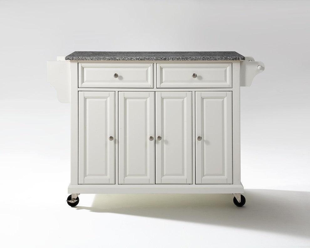 Crosley Furniture Wood/Solid Granite Kitchen Cart in White/Gray