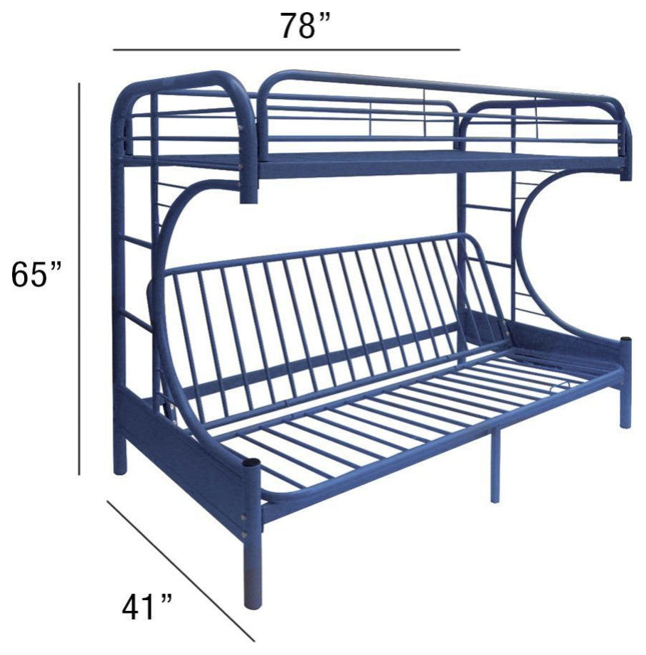 78"x41"x65" Twin Over Full Navy Metal Tube Futon Bunk Bed