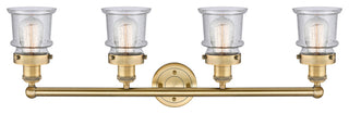 Canton 4-Light 32" Bath Vanity Light, Brushed Brass Finish, Seedy Shade