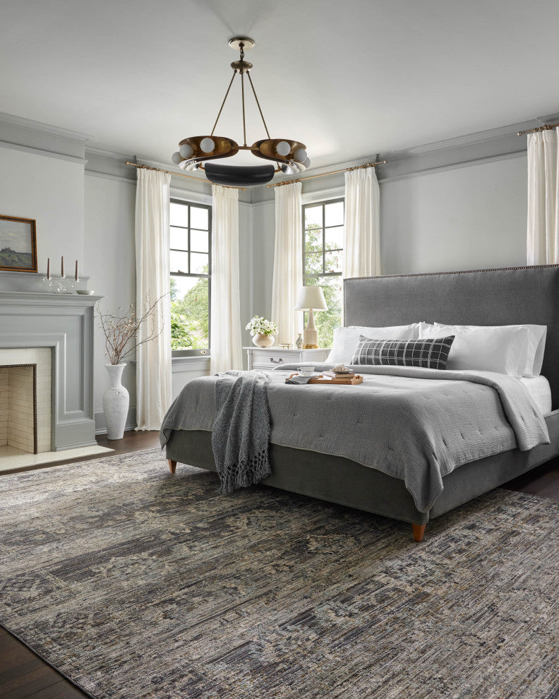 Jean Stoffer x Loloi Katherine Graphite / Jade 5'-3" x 7'-9" Area Rug