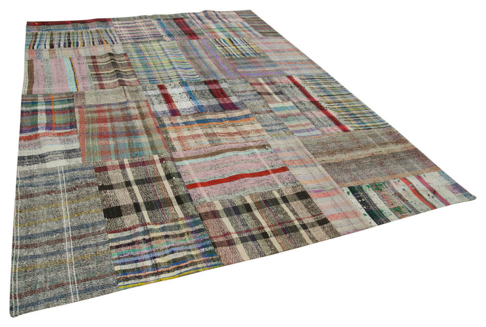 Rug N Carpet - Handmade Oriental 8' 8'' x 11' 8'' Rustic Patchwork Kilim Rug