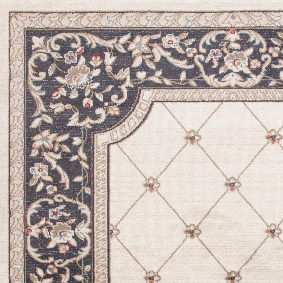 KAS Avalon 5614 Ivory/Grey Courtyard Area Rug, 5'3" x 7'7"