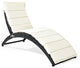 Costway Folding Patio Rattan Lounge Chair Chaise Cushioned Garden Lawn Black