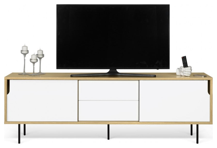 Modern Long Wood 2 Tone Sideboard , White Door, Steel Leg