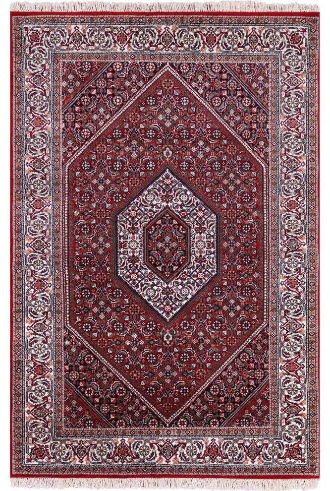 Fine Persian Bijar Hand Knotted Wool and Silk Rug 4' 1" X 6' 1" Q6726