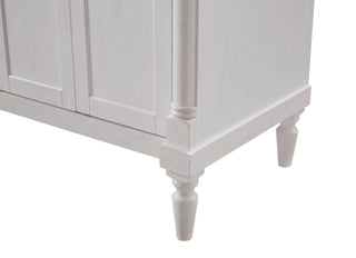 Home Living 60" Single Vanity, Antique White With Engineered Marble Top