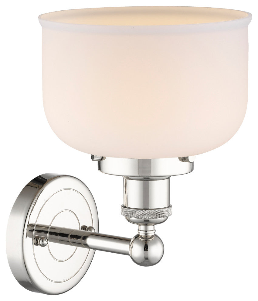 Large Bell 1-Light 7" Sconce, Polished Nickel Finish, Matte White Shade