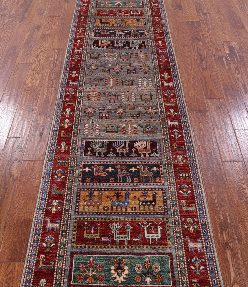 2' 10" X 9' 9" Persian Gabbeh Tribal Handmade Wool Runner Rug Q10468