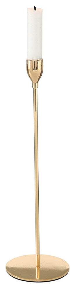 Modernist Tulip Top 3 Piece Gold Taper Candle Holder Set