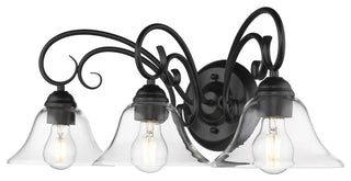 Golden Lighting 8606-BA3 Homestead 3 Light 24"W Bathroom Vanity - Black / Clear