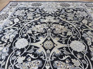 8'2x9'11 Handmade Navy Blue Fine Agra Tabriz Oriental Rug