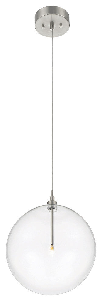 1-Light Pendant in Natural Brass, Brushed Nickel