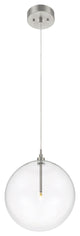 1-Light Pendant in Natural Brass, Brushed Nickel