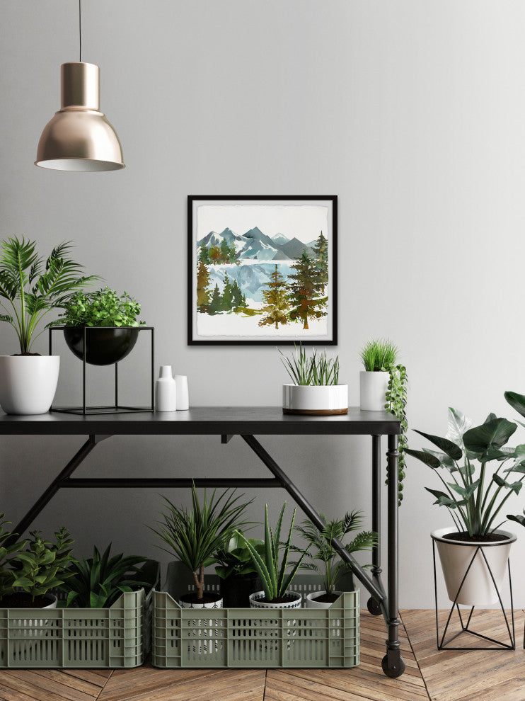 "Frozen Lake" Framed Painting Print, 32x32