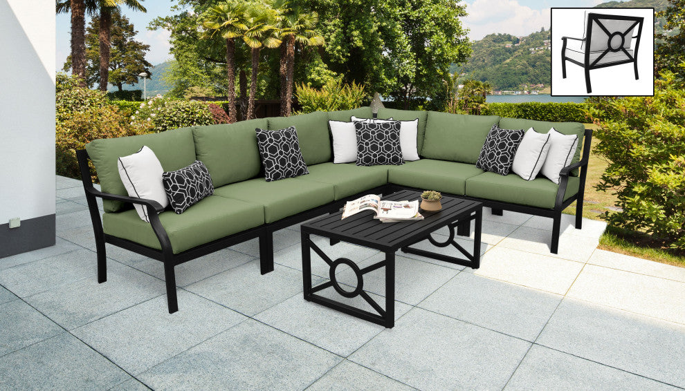 kathy ireland Madison Ave. 7 Piece Aluminum Patio Furniture Set 07b, Forest
