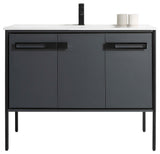 Oakville Bath Vanity, Ceramic Sink, Onix Grey, 42 Inch, Black Hardware